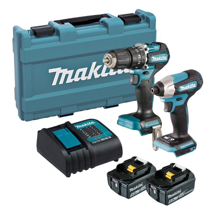 Makita DLX2414ST 18V Brushless Twin Pack Combi Drill & Impact Driver With 2 x 5.0Ah Batteries Charger & Case